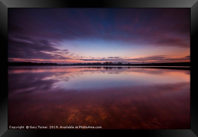 Sunset reflection at Ardsley Framed Print by Gary Turner