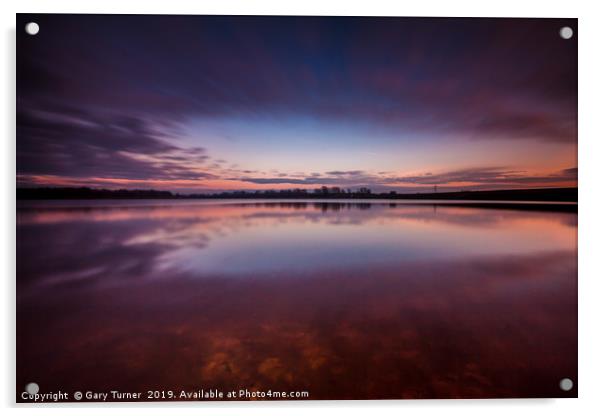 Sunset reflection at Ardsley Acrylic by Gary Turner