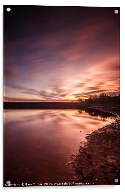 Sunset at Ardsley Reservoir Portrait Acrylic by Gary Turner
