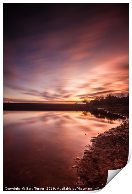 Sunset at Ardsley Reservoir Portrait Print by Gary Turner