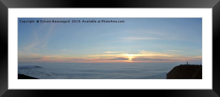 NordKapp panoramic view, with sea fog, 3:1 Framed Mounted Print by Sylvain Beauregard