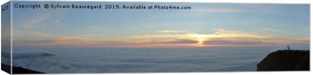NordKapp panoramic view, with sea fog, 4:1 Canvas Print by Sylvain Beauregard