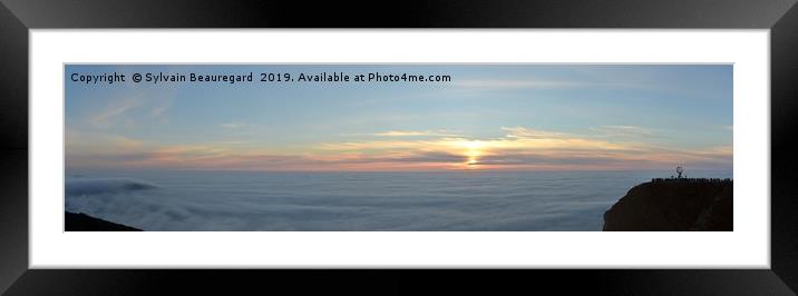 NordKapp panoramic view, with sea fog, 4:1 Framed Mounted Print by Sylvain Beauregard