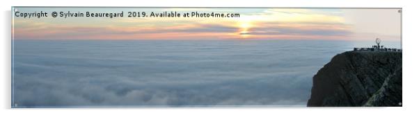 NordKapp panoramic view, with sea fog 2, 4:1 Acrylic by Sylvain Beauregard