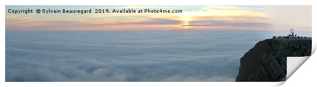 NordKapp panoramic view, with sea fog 2, 4:1 Print by Sylvain Beauregard