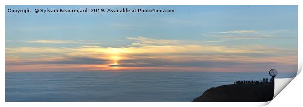 NordKapp panoramic view, with sea fog 3, 3:1 Print by Sylvain Beauregard