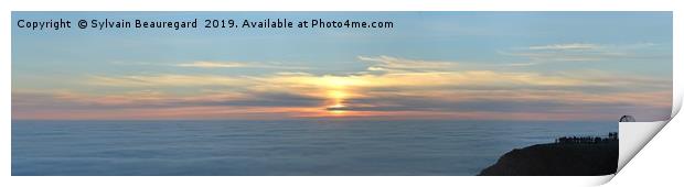 NordKapp panoramic view, with sea fog 3, 4:1 Print by Sylvain Beauregard