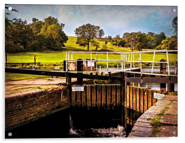 Fladbury Lock.  Acrylic by Jason Williams