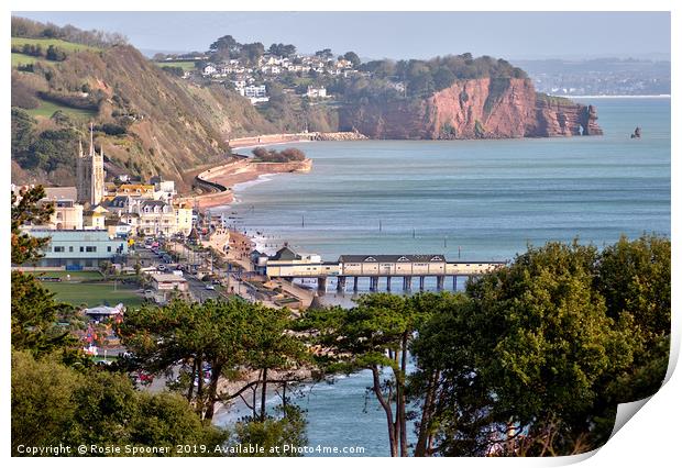 View of Teignmouth and The Parson and Clerk Rocks  Print by Rosie Spooner