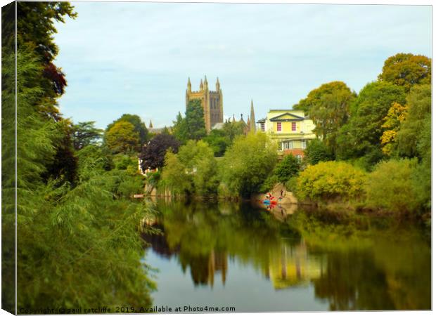 river wye at hereford Canvas Print by paul ratcliffe