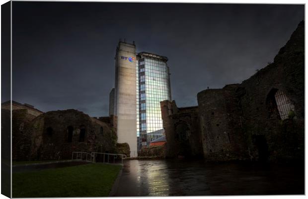 Swansea castle and the BT Tower Canvas Print by Leighton Collins