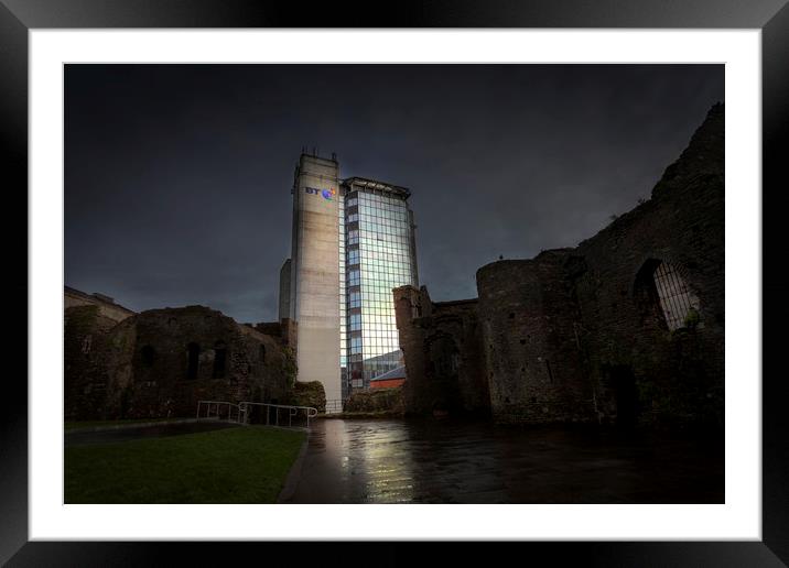 Swansea castle and the BT Tower Framed Mounted Print by Leighton Collins