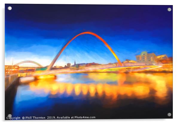 Gateshead Millennium Bridge No.3 alt Acrylic by Phill Thornton