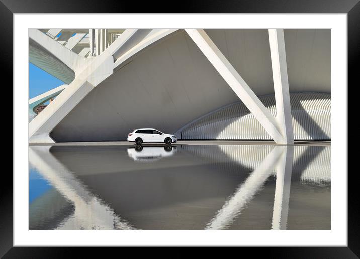 Car and architecture reflection, color Framed Mounted Print by Sylvain Beauregard