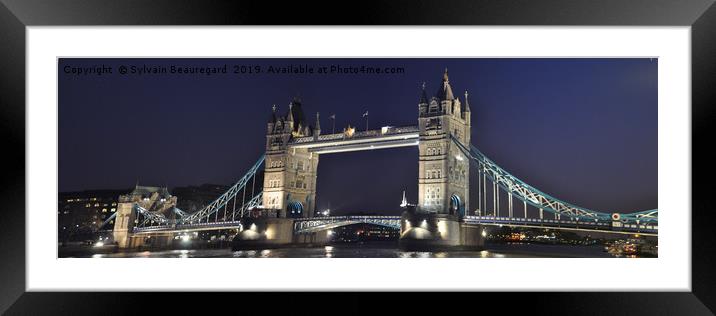 Panoramic London Tower Bridge at night Framed Mounted Print by Sylvain Beauregard