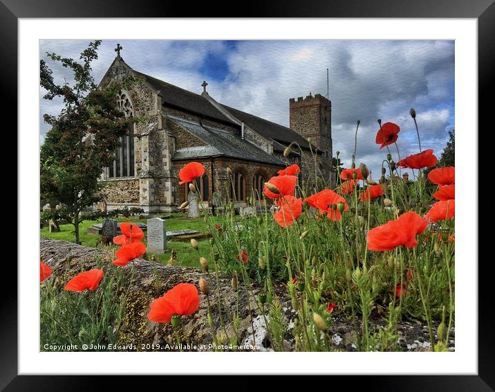 The Church of St Mary the Virgin, South Wootton Framed Mounted Print by John Edwards