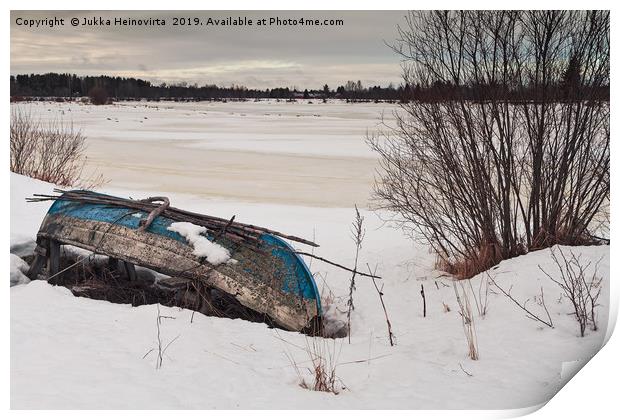 Old Fishing Boat By The Beach Print by Jukka Heinovirta