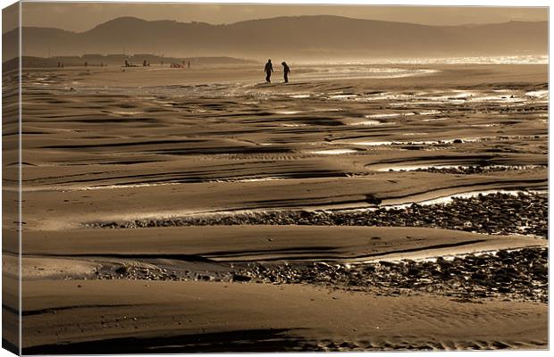 Sunset beach walk Canvas Print by S Fierros