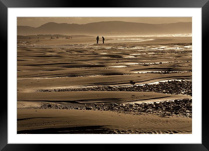 Sunset beach walk Framed Mounted Print by S Fierros