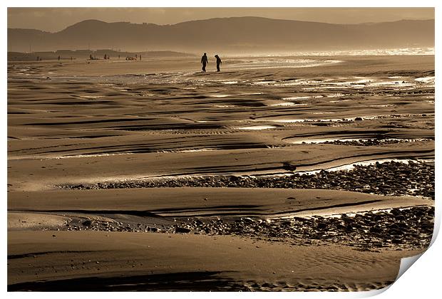 Sunset beach walk Print by S Fierros