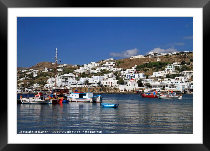 Gorgeous view over the port of Mykonos Framed Mounted Print by Lensw0rld 