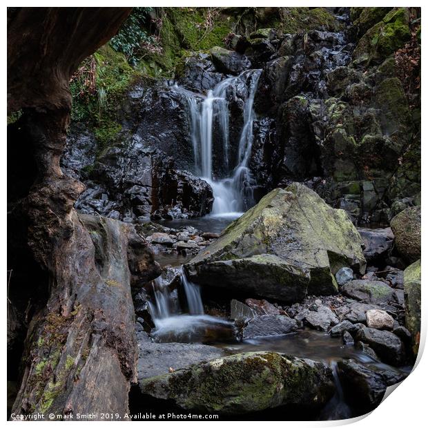 Falls along the Walla Crag Trail Print by mark Smith