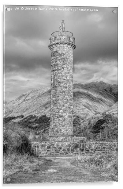 Glenfinnan Memorial, Scotland mono Acrylic by Linsey Williams