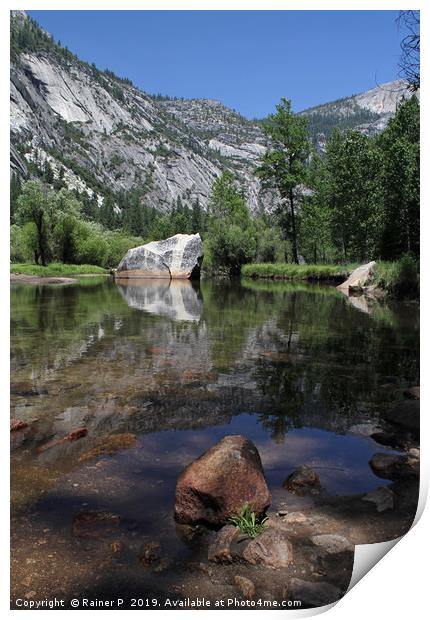 Mirror lake in Yosemite National Park Print by Lensw0rld 