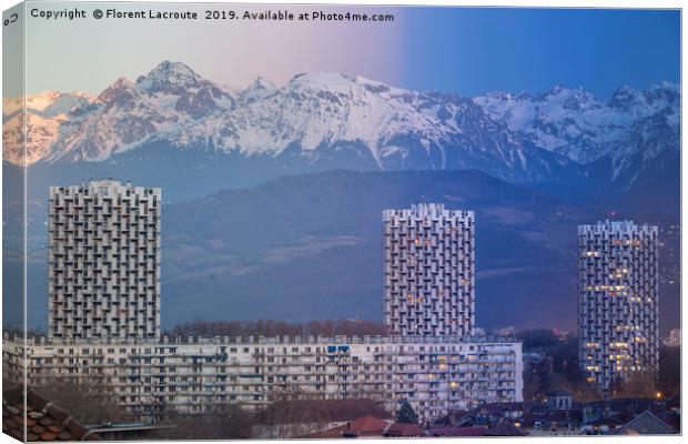 Grenoble, France 2019 : Day to night on the city Canvas Print by Florent Lacroute