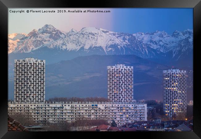 Grenoble, France 2019 : Day to night on the city Framed Print by Florent Lacroute
