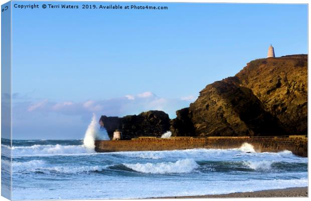 Incoming Tide at Portreath Canvas Print by Terri Waters