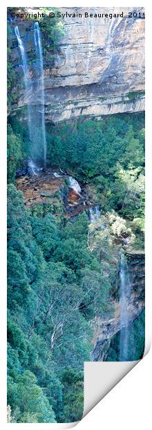 Waterfall in Green Mountains, vertical panorama, 3 Print by Sylvain Beauregard