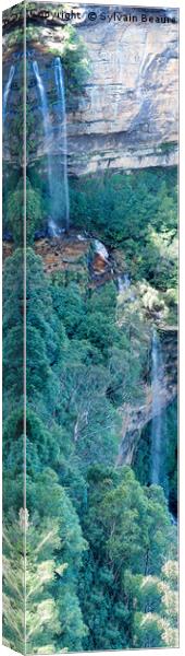 Waterfall in Green Mountains, vertical panorama, 4 Canvas Print by Sylvain Beauregard