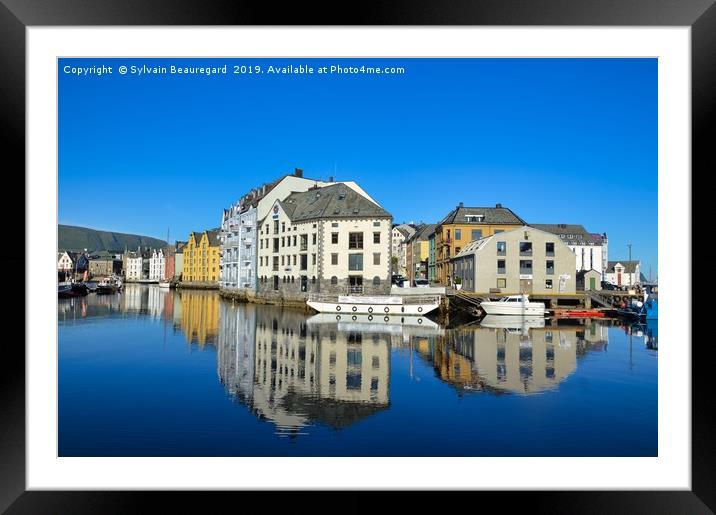 Water reflection in Alesund Framed Mounted Print by Sylvain Beauregard