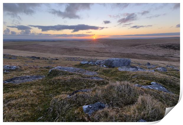 Showery Tor Sunrise Print by CHRIS BARNARD