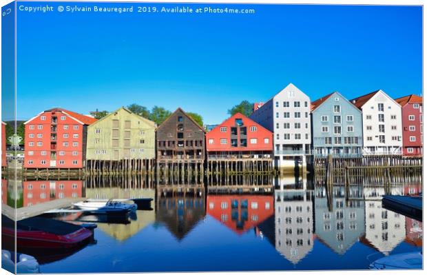 Trondheim water reflection Canvas Print by Sylvain Beauregard