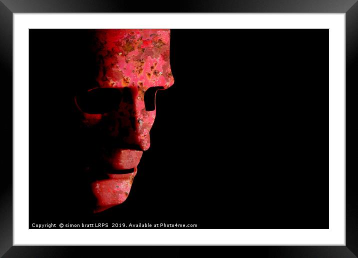 Rusty robotic face old technology Framed Mounted Print by Simon Bratt LRPS