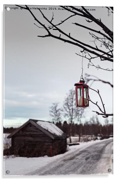 Candle In A Broken Lantern Acrylic by Jukka Heinovirta