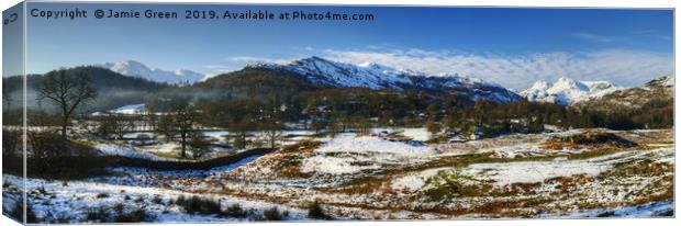 Great Langdale from Elterwater Common Canvas Print by Jamie Green