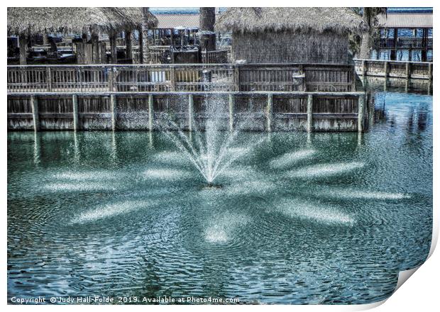 The Fountain at Renegades Print by Judy Hall-Folde