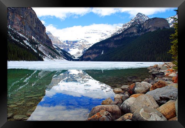 Lake Louise Victoria Glacier Canada Framed Print by Andy Evans Photos