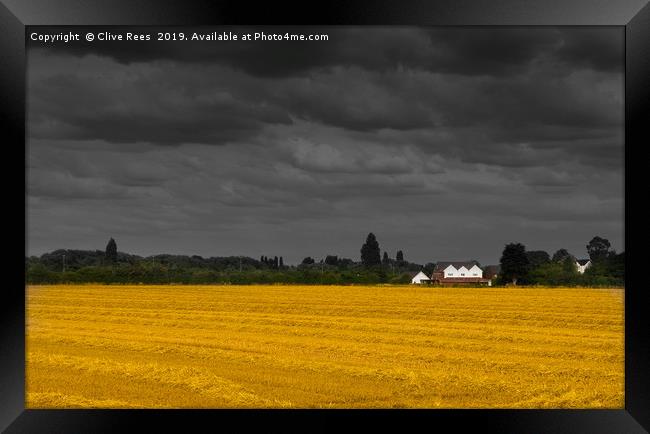 Stormy Hay field Framed Print by Clive Rees