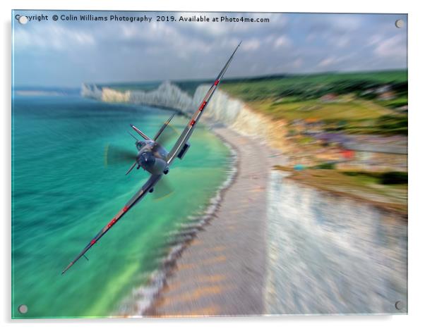 Spitfire at The Birling Gap Acrylic by Colin Williams Photography