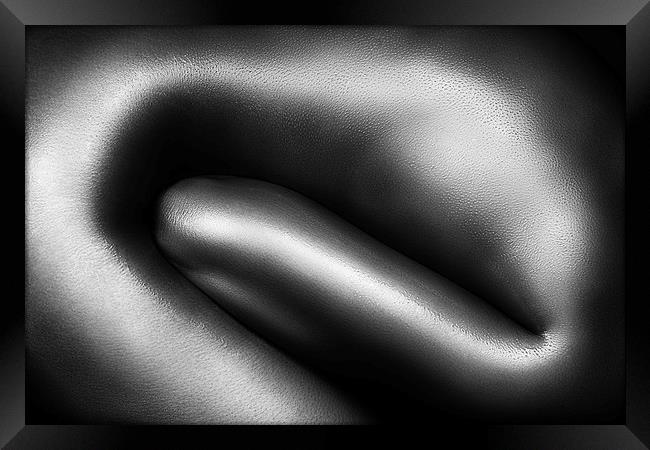 Female nude silver oil close-up 3 Framed Print by Johan Swanepoel
