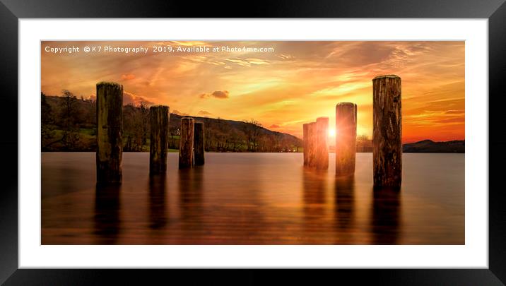 Submerged Jetty on Coniston Water Framed Mounted Print by K7 Photography