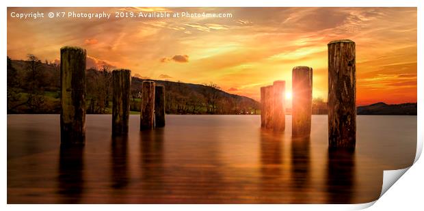 Submerged Jetty on Coniston Water Print by K7 Photography