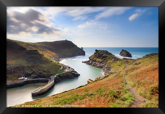 Autumn above Boscastle Harbour Framed Print by Andrew Ray