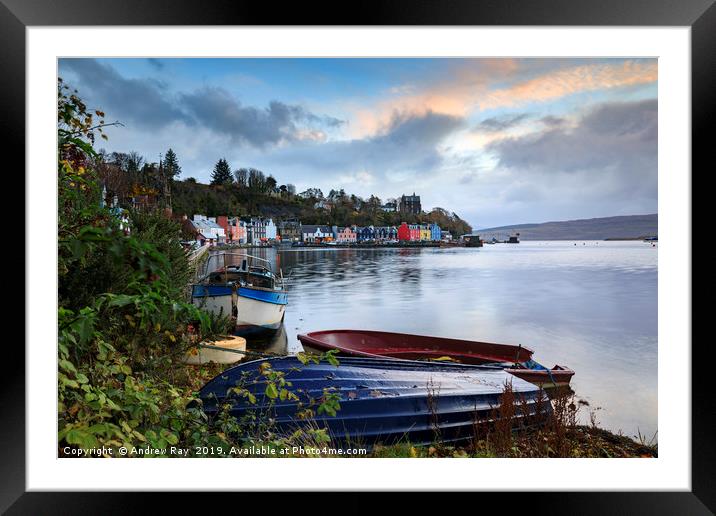 Boats at sunrise (Tobermory) Framed Mounted Print by Andrew Ray