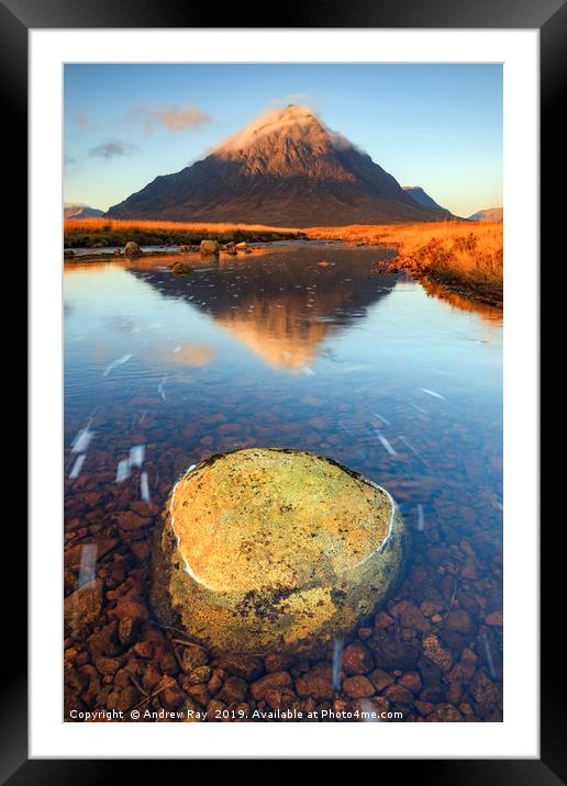 Boulder in the River Etive Framed Mounted Print by Andrew Ray