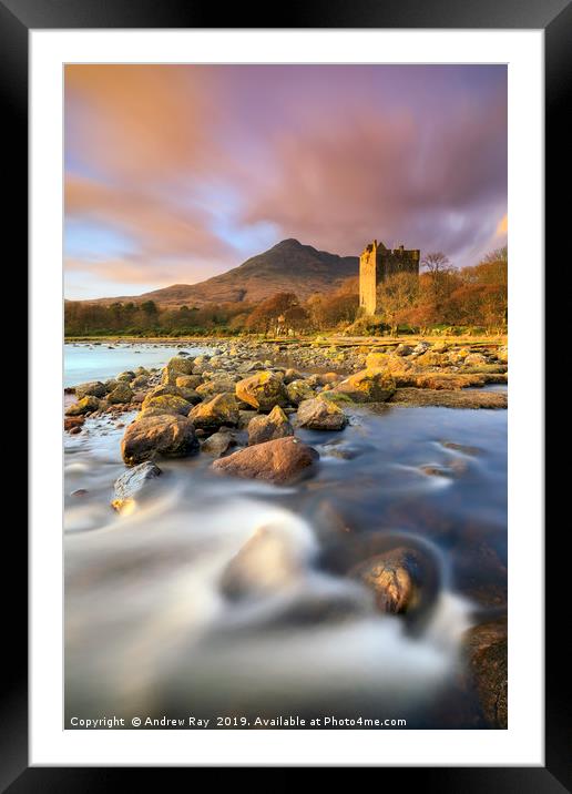 Evening light on Moy Castle (Loch Buie) Framed Mounted Print by Andrew Ray